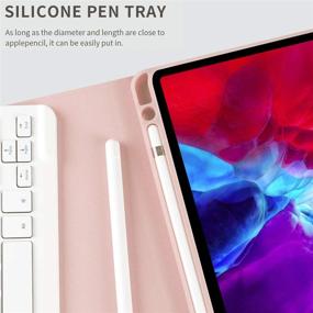 img 2 attached to 🌸 KenKe iPad Pro 11 inch 2020 Keyboard Case - Pink | with Pencil Holder, Detachable Wireless Stand, Soft TPU Back Cover | Bluetooth Keyboard Case for iPad Pro 11 2020 & 2018