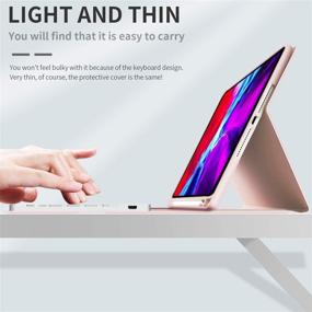 img 3 attached to 🌸 KenKe iPad Pro 11 inch 2020 Keyboard Case - Pink | with Pencil Holder, Detachable Wireless Stand, Soft TPU Back Cover | Bluetooth Keyboard Case for iPad Pro 11 2020 & 2018