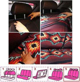 img 3 attached to Buybai Auto Seat Protector Car Accessories For Women 4Pcs Trendy Blue Butterfly Flower Pattern Gifts For Women Easy Wrap Universal Fit For Auto Truck Van SUV Vehicle