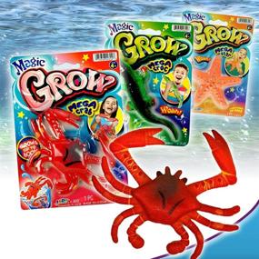 img 3 attached to 🧜 JA-RU Mega Magic Grow Sea Creatures (Assorted Pack of 6) - Grows Over 300% in Size. Water Growing Toy for Kids & Adults. Perfect Party Favors. Includes 1 Bonus Bouncy Ball - Item 302-6p