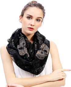 img 4 attached to Lina and Lily Sugar Skull 🌸 Print Women's Infinity Scarf with Improved SEO