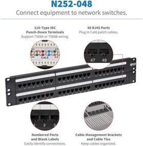 img 1 attached to 🔌Tripp Lite 48-портовая 2U стоечная панель Cat6 110 568B | RJ45 Ethernet (N252-048) - черная