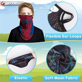 img 2 attached to JOEYOUNG Kids Face Mask Bandanas: Ear Loop Neck Gaiter for Ages 4-13 | School, Party, Cycling Masks for Boys/Girls/Children