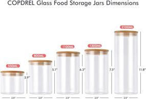 img 3 attached to 🍶 COPDREL Stackable Kitchen Canisters Set: Airtight Glass Canister Set of 5 for Easy Bulk Food Storage - Clear Glass Canisters for Coffee, Flour, Sugar, Candy, Cookies, Spices