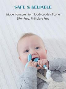 img 1 attached to Bunny Eggy Teething Toy: Multi-functional Teether, Toothbrush, Rattle & Gum Massager for Infants. Includes Silicone Bead Clip, Carry Box. Made of 100% Safe Food-Grade Silicone. Suitable for Baby Boys & Girls. Color: Mint.