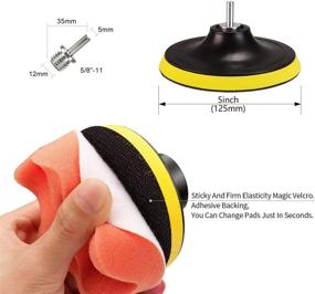 img 1 attached to 🧽 ZFE 5 Inch Polishing Pads Kit: 10pcs Sponge Pads, Wool Buffing Pads, Drill Adapter, and Backing Pad for Car Boat Polisher Sanding, Waxing, and Polishing - 125mm