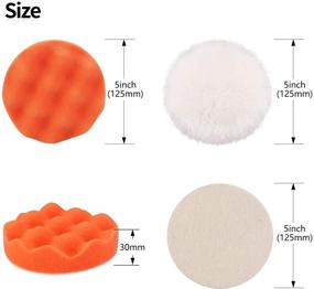 img 2 attached to 🧽 ZFE 5 Inch Polishing Pads Kit: 10pcs Sponge Pads, Wool Buffing Pads, Drill Adapter, and Backing Pad for Car Boat Polisher Sanding, Waxing, and Polishing - 125mm