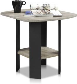 img 1 attached to 🛋️ FURINNO Simple Design Grey/Black End Table, 2-Pack in French Oak Finish