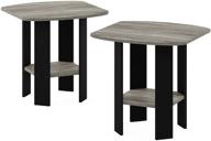 🛋️ furinno simple design grey/black end table, 2-pack in french oak finish logo