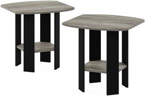 img 4 attached to 🛋️ FURINNO Simple Design Grey/Black End Table, 2-Pack in French Oak Finish