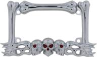 pilot automotive wl254-c 'skull/flames' motorcycle license plate frame: rev up your ride with this fiery skull design! logo