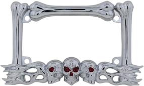 img 4 attached to Pilot Automotive WL254-C 'Skull/Flames' Motorcycle License Plate Frame: Rev Up Your Ride with this Fiery Skull Design!