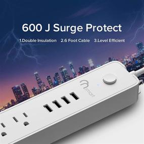 img 2 attached to 💡 ONSMART Surge Protector Power Strip with 4 Multi Outlets and 4 USB Charging Ports, 3.4A Total Output, 600J Surge Protector Charging Station, 6 ft Long UL Cord, Wall Mountable, in White