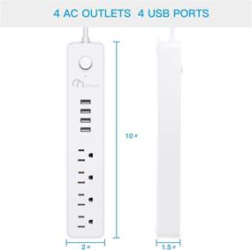 img 4 attached to 💡 ONSMART Surge Protector Power Strip with 4 Multi Outlets and 4 USB Charging Ports, 3.4A Total Output, 600J Surge Protector Charging Station, 6 ft Long UL Cord, Wall Mountable, in White