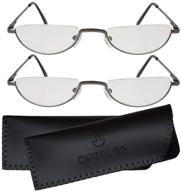👓 men's half frame reading glasses - fashionable 2-pack readers with pouch logo