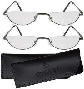 img 4 attached to 👓 Мужские полуримские очки для чтения - модные двойные чтецы с футляром