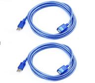 🔌 dtech 10ft usb 2.0 extension cable - a male to a female cord for computer printer, keyboard, and mouse (semitransparent blue) - 10 feet, pack of 2, 3 meters logo
