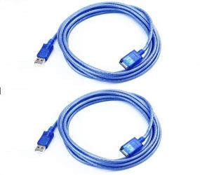 img 4 attached to 🔌 DTECH 10ft USB 2.0 Extension Cable - A Male to A Female Cord for Computer Printer, Keyboard, and Mouse (Semitransparent Blue) - 10 Feet, Pack of 2, 3 Meters