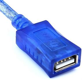 img 1 attached to 🔌 DTECH 10ft USB 2.0 Extension Cable - A Male to A Female Cord for Computer Printer, Keyboard, and Mouse (Semitransparent Blue) - 10 Feet, Pack of 2, 3 Meters