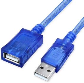 img 3 attached to 🔌 DTECH 10ft USB 2.0 Extension Cable - A Male to A Female Cord for Computer Printer, Keyboard, and Mouse (Semitransparent Blue) - 10 Feet, Pack of 2, 3 Meters