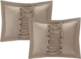 img 1 attached to 🛏️ Taupe Queen Size Chic Home 8 Piece Ruth Ruffled Comforter Set