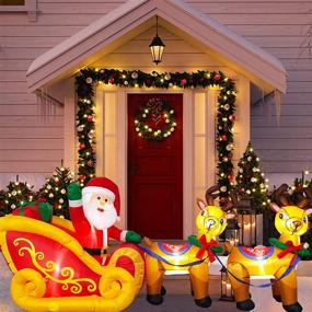 img 4 attached to 🛷 Kalolary 8 Feet Long LED Light Christmas Inflatables: Santa Claus on Sleigh - Perfect Outdoor and Indoor Christmas Decoration for Home, Family, Yard, Lawn, and Garden Party Supplies