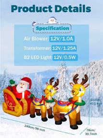 img 3 attached to 🛷 Kalolary 8 Feet Long LED Light Christmas Inflatables: Santa Claus on Sleigh - Perfect Outdoor and Indoor Christmas Decoration for Home, Family, Yard, Lawn, and Garden Party Supplies