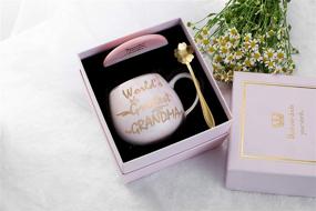 img 3 attached to 👵 Oyiyou Grandma Gifts - Best Gifts for Grandma - Pink Marble Ceramic Coffee Mug 14 oz and Coaster Set: Celebrating the 'World's Greatest Grandma'