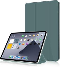 img 4 attached to 📱 Aoub iPad Pro 11 Case 2021/2020/2018, Rebound Magnetic Attachment Smart Cover [Pencil Pairing & Charging], Slim Lightweight Trifold Stand, Dark Green