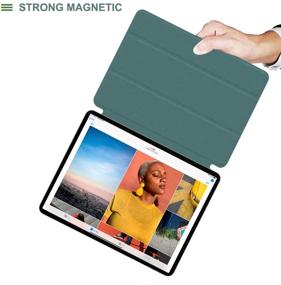 img 2 attached to 📱 Aoub iPad Pro 11 Case 2021/2020/2018, Rebound Magnetic Attachment Smart Cover [Pencil Pairing & Charging], Slim Lightweight Trifold Stand, Dark Green