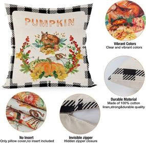 img 2 attached to 🍁 RimiMore Fall Throw Pillow Covers 18x18 Set of 4: Maple Leaf Theme Autumn Pillowcase Linen Cushion Case for Thanksgiving Home Farmhouse Decor (Multicolored-C) - Outdoor Pillows