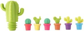 img 1 attached to 🌵 Colorful TrueZoo Cactus Wine Glass Charms and Drink Markers Set with Bottle Stopper - 7-Piece Multicolor Silicone Bundle