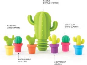 img 3 attached to 🌵 Colorful TrueZoo Cactus Wine Glass Charms and Drink Markers Set with Bottle Stopper - 7-Piece Multicolor Silicone Bundle