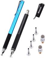 🖊️ 2021 updated universal stylus pens for all touch screens - stylus pens for touch screens, cell phones, tablets, laptops - [2-in-1] with 6 replacement tips (4 discs tips, 2 fiber tips) logo