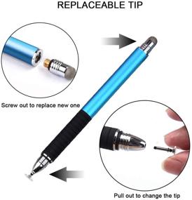 img 1 attached to 🖊️ 2021 Updated Universal Stylus Pens for All Touch Screens - Stylus Pens for Touch Screens, Cell Phones, Tablets, Laptops - [2-in-1] with 6 Replacement Tips (4 Discs Tips, 2 Fiber Tips)