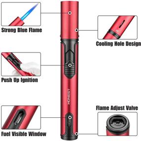 img 2 attached to Red Torch Lighter Butane Lighters with Fuel Level Window: Adjustable Jet Flame for Grill, Kitchen BBQ & Fireworks - Perfect Men's Gift (Gas not Included)