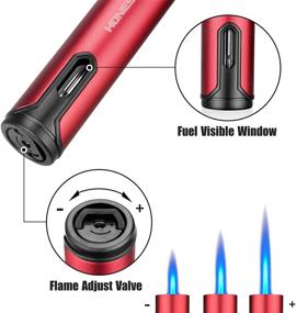 img 1 attached to Red Torch Lighter Butane Lighters with Fuel Level Window: Adjustable Jet Flame for Grill, Kitchen BBQ & Fireworks - Perfect Men's Gift (Gas not Included)