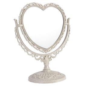 img 4 attached to Stylish and Functional Heart-Shaped Makeup Mirror with 360° Rotation - Beige, Double-Sided Magnification for Flawless Cosmetics Application