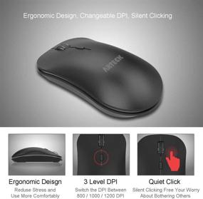 img 2 attached to 🔋 Arteck 2.4G Wireless Keyboard and Mouse Combo - Slim Full-Size Stainless Steel Keyboard and Ergonomic Mice for Computer, Desktop, PC, Laptop - Windows 10/8/7 Compatible - Rechargeable Battery Built-In