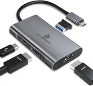 🔌 jueying адаптер usb c к двум hdmi: два дисплея 4k, usb 3.0, 100w pd - режим расширения и зеркального отображения для macbook pro, nintendo switch и других устройств с разъемом type c логотип