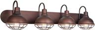 🔆 modern industrial vanity light fixture, liberty 36" - brushed bronze finish with metal cage shade - ideal for powder rooms, vanities, kitchen, or mirrors логотип