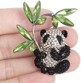 img 3 attached to 🐼 High-quality Bamboo Panda Brooch for Women, Adorned with Austrian Crystal Enamel by EVER FAITH