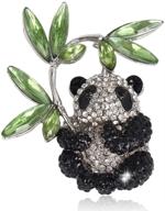 🐼 high-quality bamboo panda brooch for women, adorned with austrian crystal enamel by ever faith logo