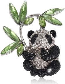 img 4 attached to 🐼 High-quality Bamboo Panda Brooch for Women, Adorned with Austrian Crystal Enamel by EVER FAITH