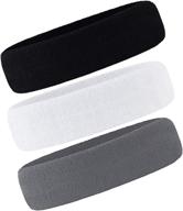 ultimate sweatband headband set: 3 pack terry cloth moisture wicking for sports, tennis, gym, and workouts - men & women logo