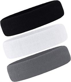 img 4 attached to Ultimate Sweatband Headband Set: 3 Pack Terry Cloth Moisture Wicking for Sports, Tennis, Gym, and Workouts - Men & Women