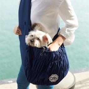 img 3 attached to 🐶 Alfie Pet - Tyler 1-Sided Mesh Sling Carrier - Navy Color