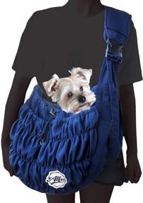 img 4 attached to 🐶 Alfie Pet - Tyler 1-Sided Mesh Sling Carrier - Navy Color