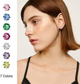 img 3 attached to 💎 GoldChic Jewelry 12 Month Birthstone Earrings For Women with 7 Pairs of Round Clear CZ and Faux Pearl/Bezel-set Stud Earrings Set, Interchangeable 5mm, Stainless Steel Earrings for Sensitive Ears