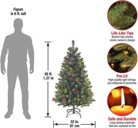 img 2 attached to 🎄 4.5 Feet Pre-Lit Artificial Christmas Tree, Green North Valley Spruce, Multicolor Lights - National Tree Company with Stand
